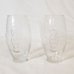 Clear Football Shaped Drinking Glass;‎ Set of 2